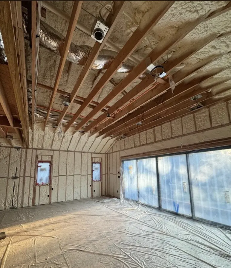Interior walls and ceiling insulated with spray foam during new construction in Anaconda-Deer Lodge County